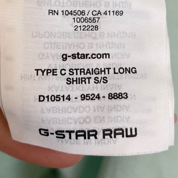 G-Star Raw Type C Straight Long Shirt, Short Sleeve, Fresh Cote, Size L - Picture 7 of 8